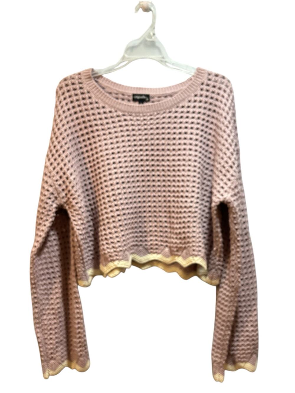 Originality women’s medium dusty pink open knit cropped boxy sweater